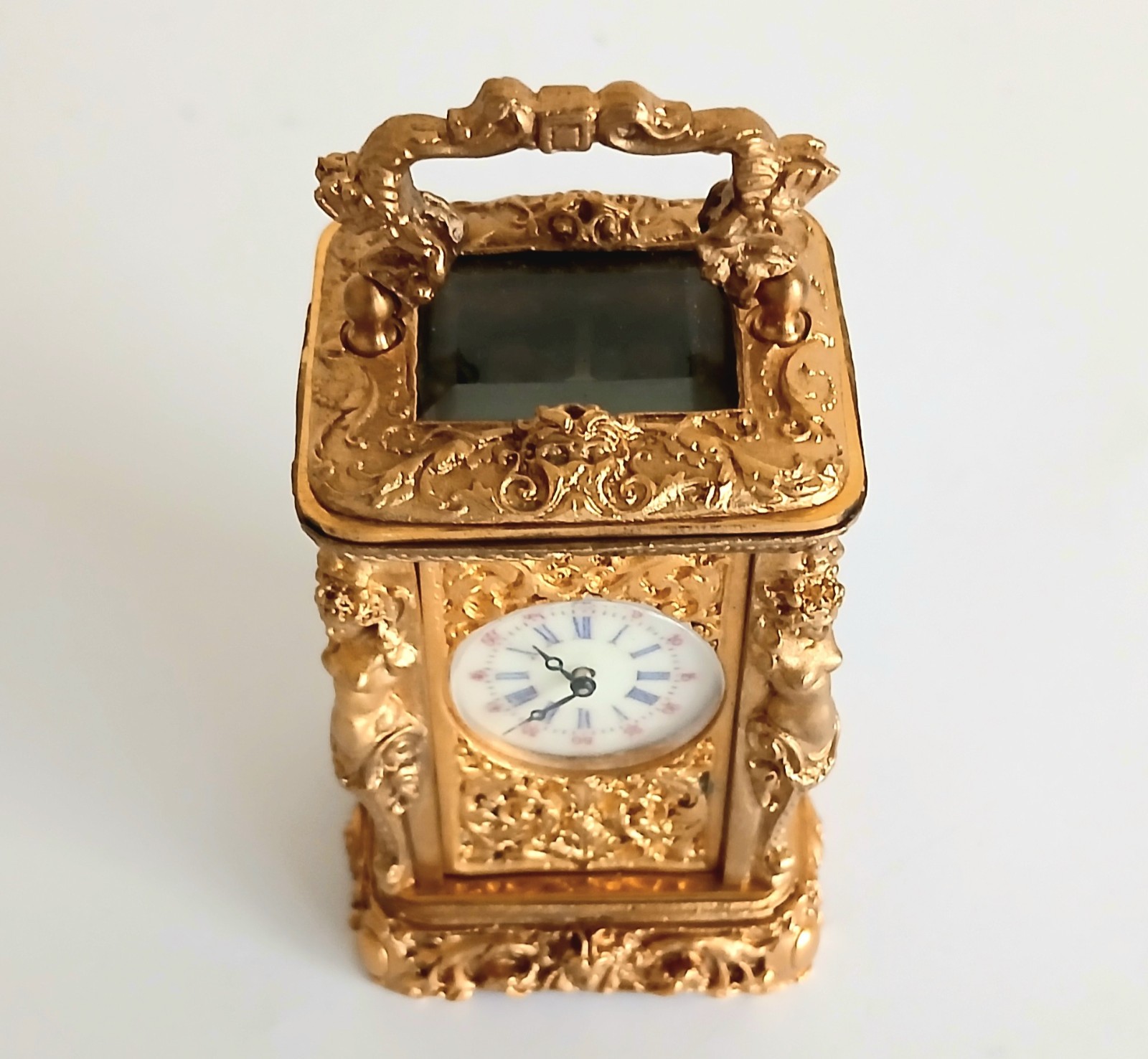 Miniature French Style Clock. Excellent Working Condition with Key.