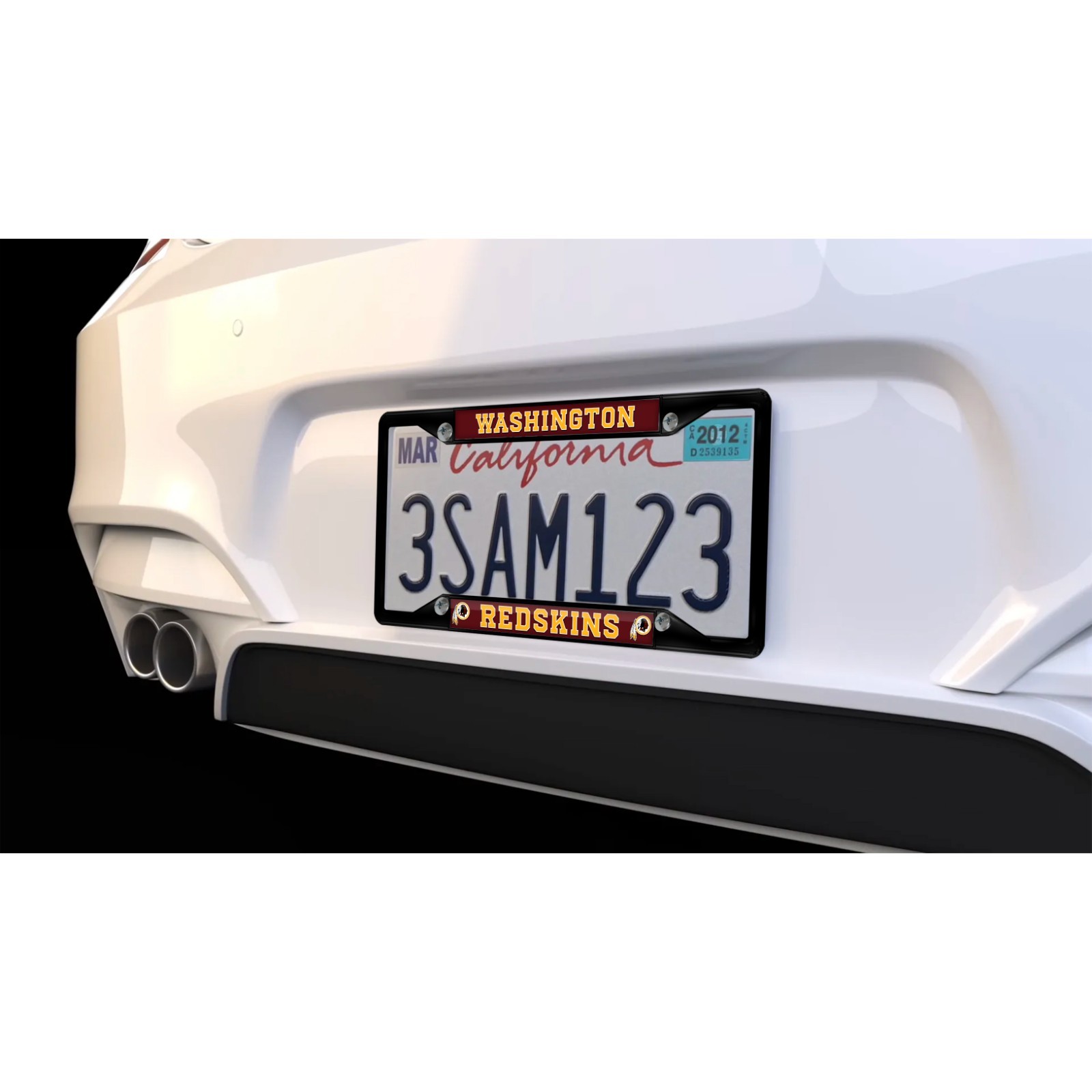 Washington Redskins NFL 3D Polyurethane 4-Hole Metal Black License Plate Frame