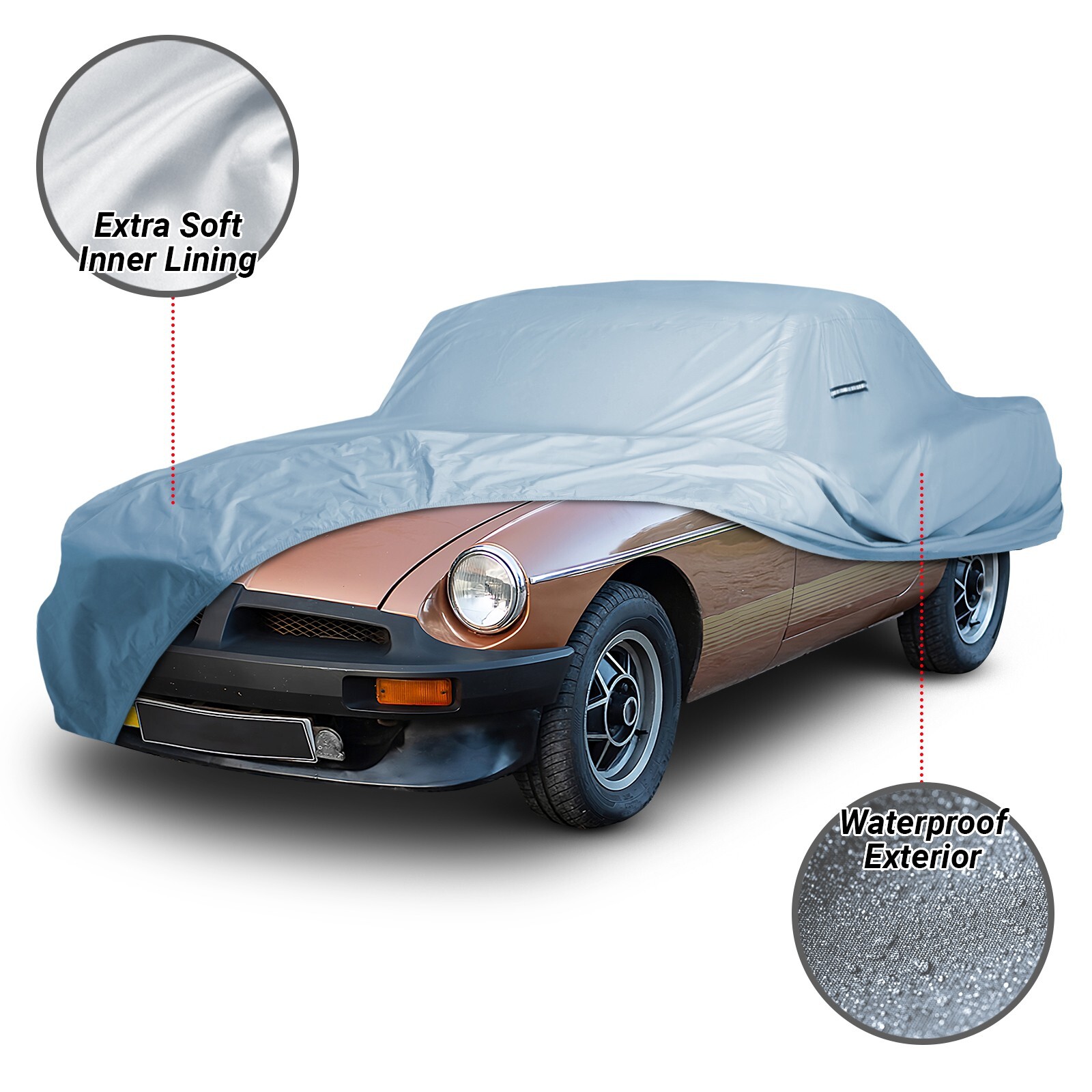 1962-1981 MG MGB Roadster, GT Custom Car Cover All-Weather Waterproof Protection