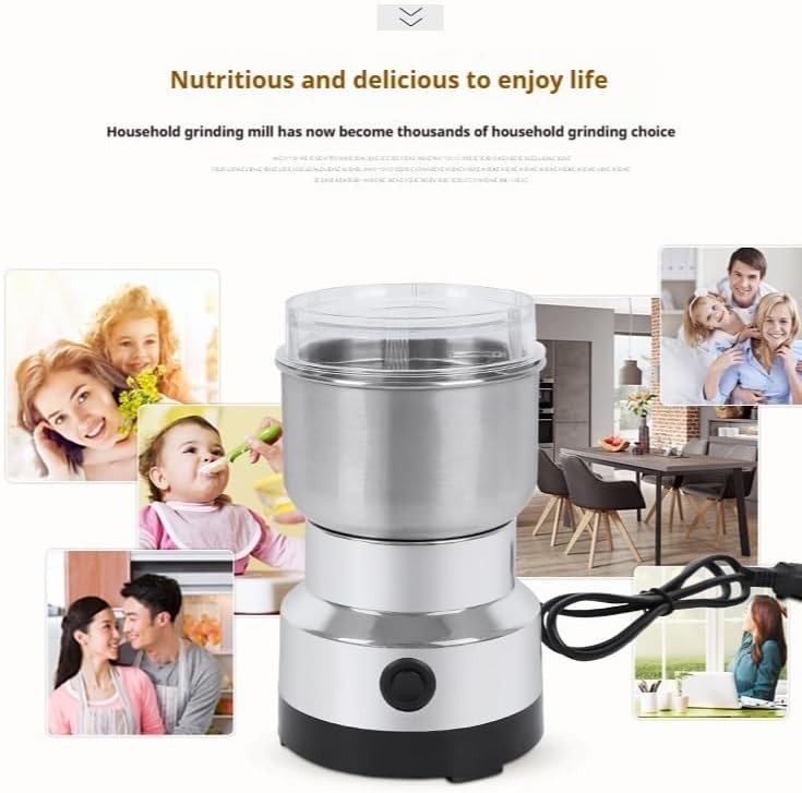 300g Grain Mill Grinder Stainless Steel | High Speed Spice & Flour Mill Kitchen