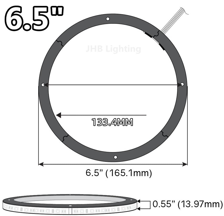 Set (4) 6.5"RGB Color Change LED Car Truck Sound Subs Audio Speaker Rings Lights