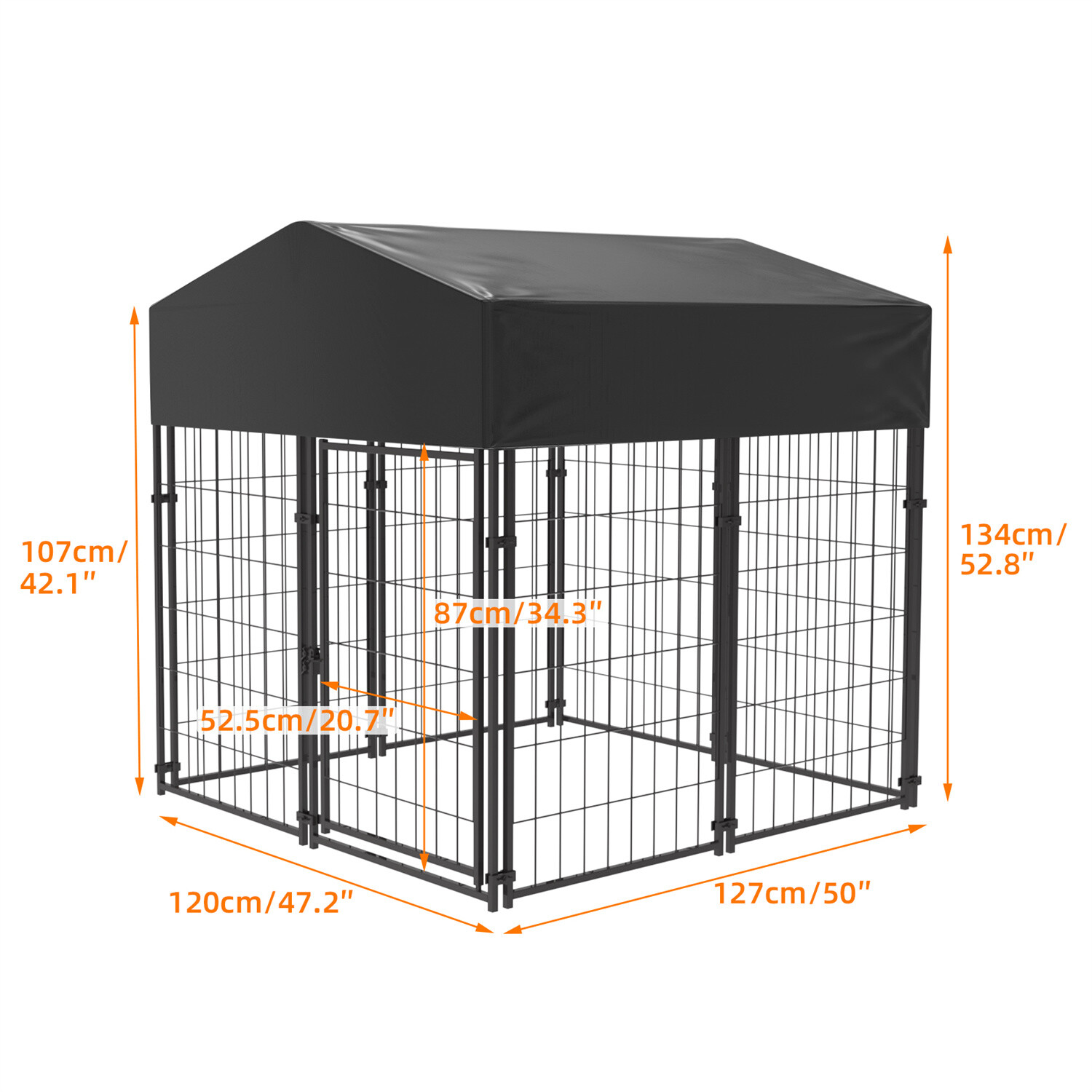 Dog Kennel Outdoor Heavy Duty Dog House with Water Resistant Cover Steel Fence