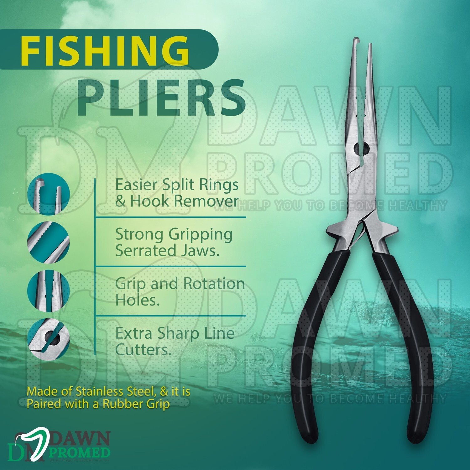 Fisherman Fishing Plier 8.5″ Fish Hook Remover Split Ring Pliers German Grade