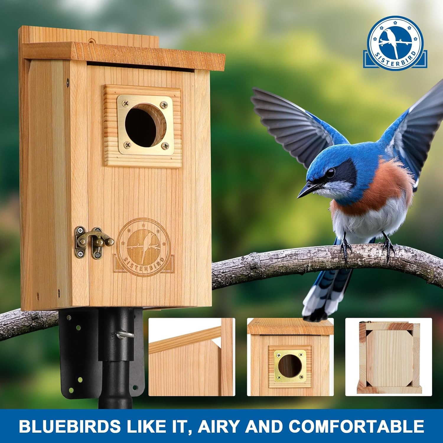 2 Pack Bird Houses for outside Clearance with Copper Guard, Cedar Bird House Out