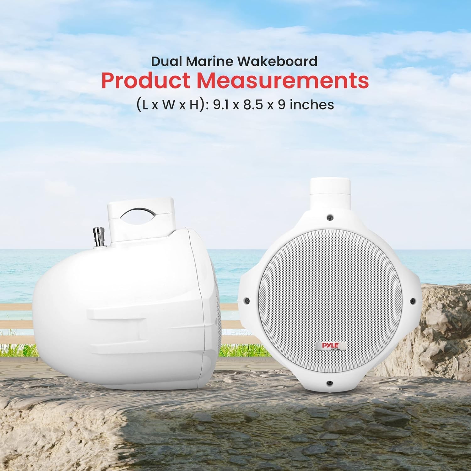 Pyle Waterproof Marine Wakeboard Tower Speakers - 6.5in Dual Subwoofer, 200 W