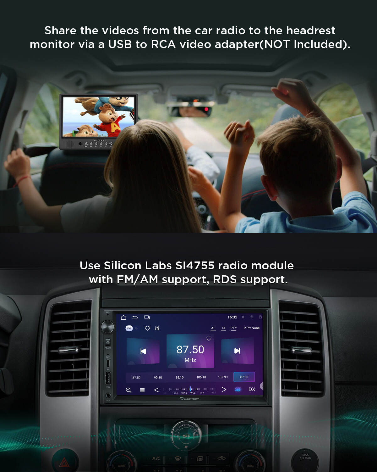 Eonon UA13 Android 13 Double 2Din 7" IPS Car Stereo Radio GPS CarPlay Audio WiFi