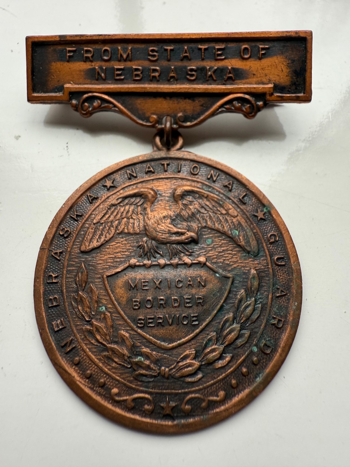 Rare 1916 Nebraska National Guard Mexican Border Service Medal Poncho Villa Exp