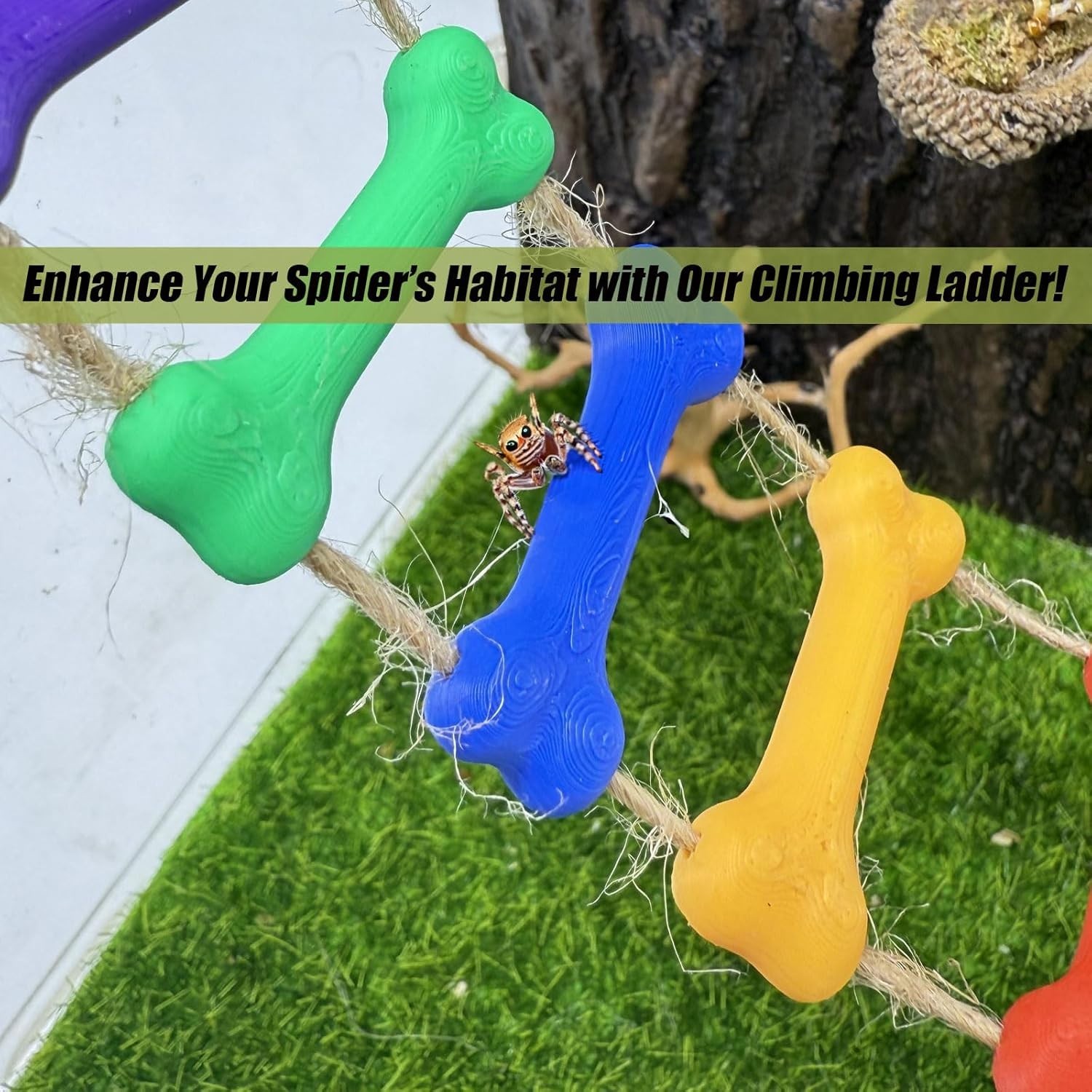 Jumping Spider Rope Bridge Solid Wood Climbing Suspension Bridge Enclosure Color