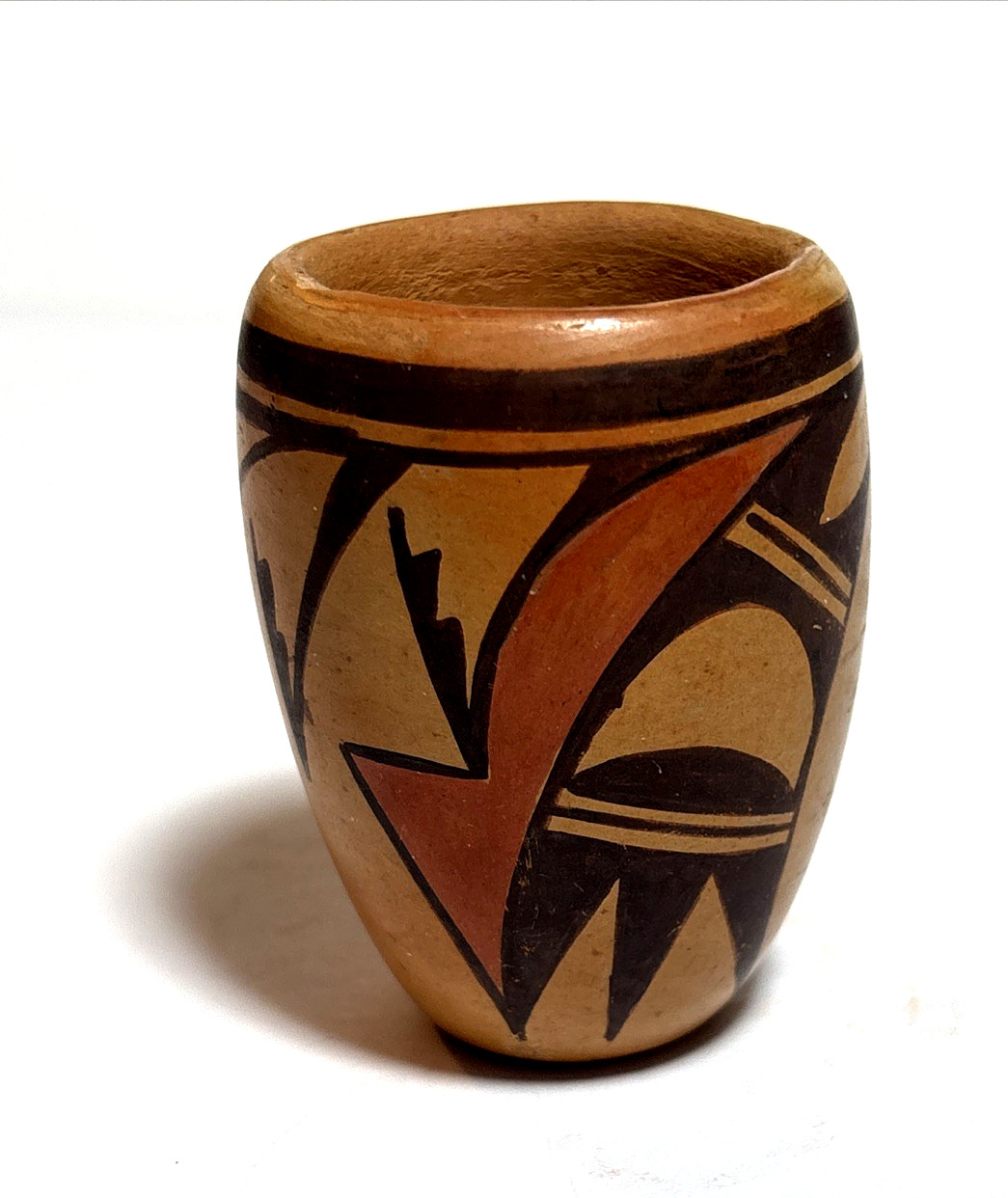 3" Old Hopi  Small  Vase Polychrome Eagle Wing Lori Ann Tungovia