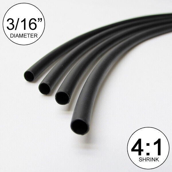 4:1 Black Heat Shrink Tubing Dual Wall Adhesive Glue tube Marine waterproof