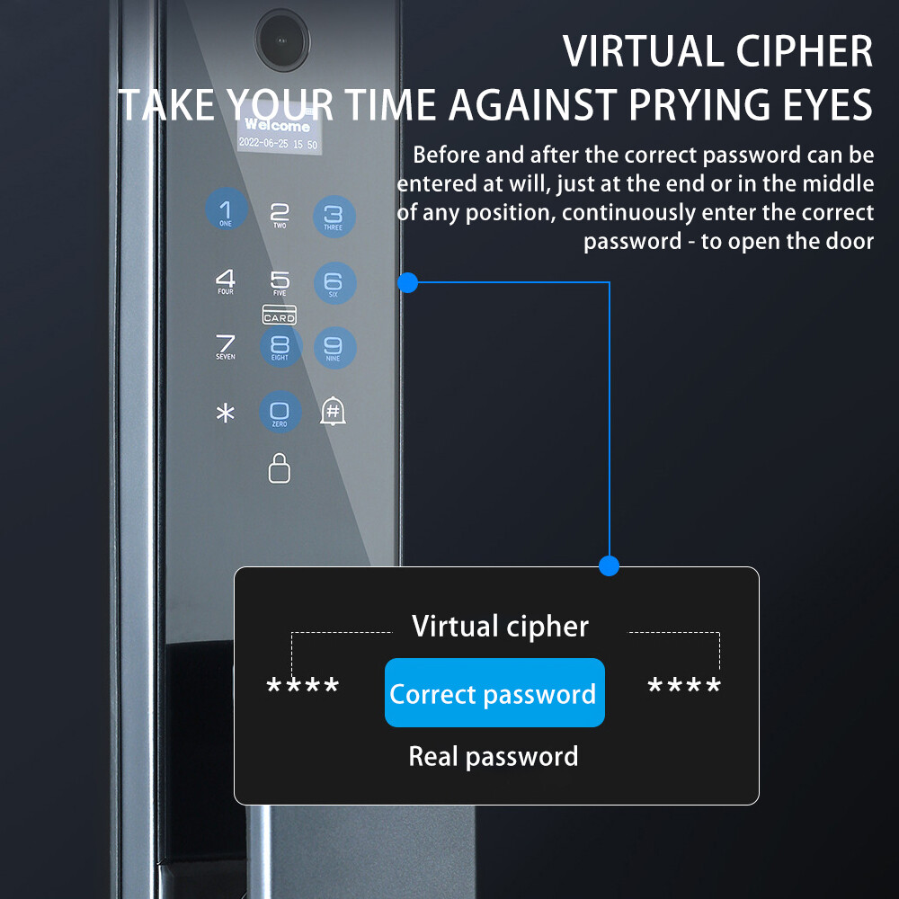 3D Face Recognition Fingerprint Password Smart Door Lock with Camera Security
