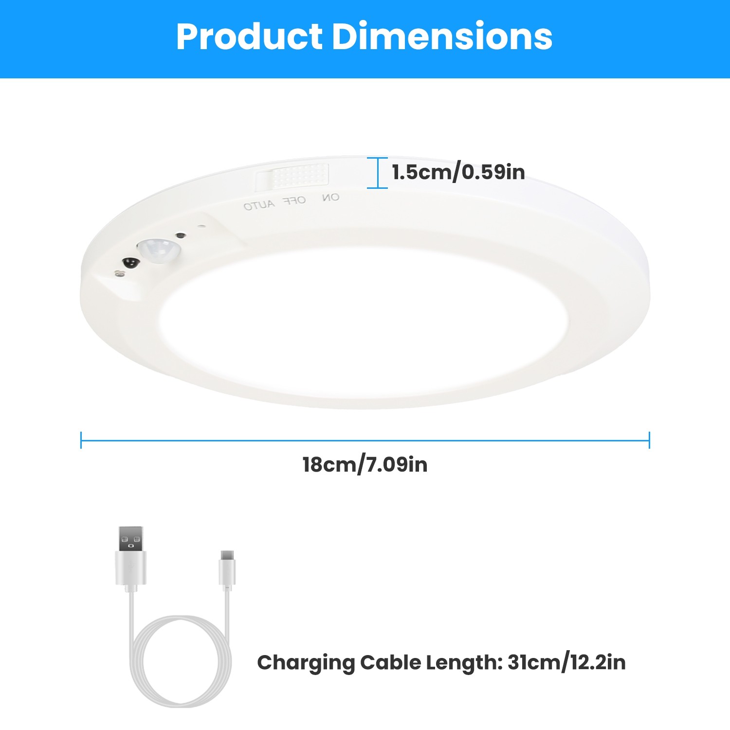 Magnetic Flush Ceiling Light Motion Sensor Dimmable Ceiling Light w/Remote Light