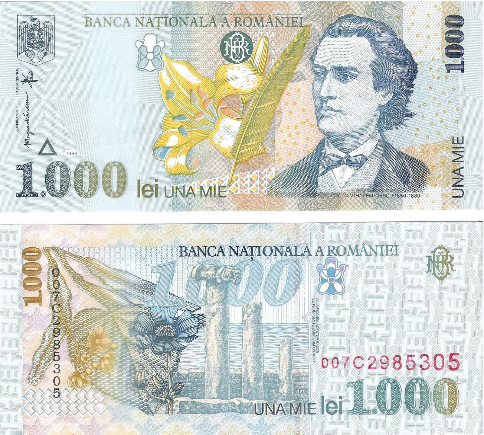 ROMANIA 1,000 Lei (1998) Pick 106, Uncirculated