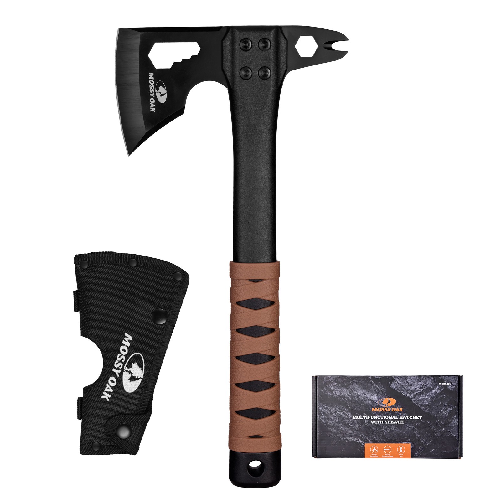 MOSSY OAK 12" Camping Axe and Survival Hatchet with Sheath Outdoor Multitool USA