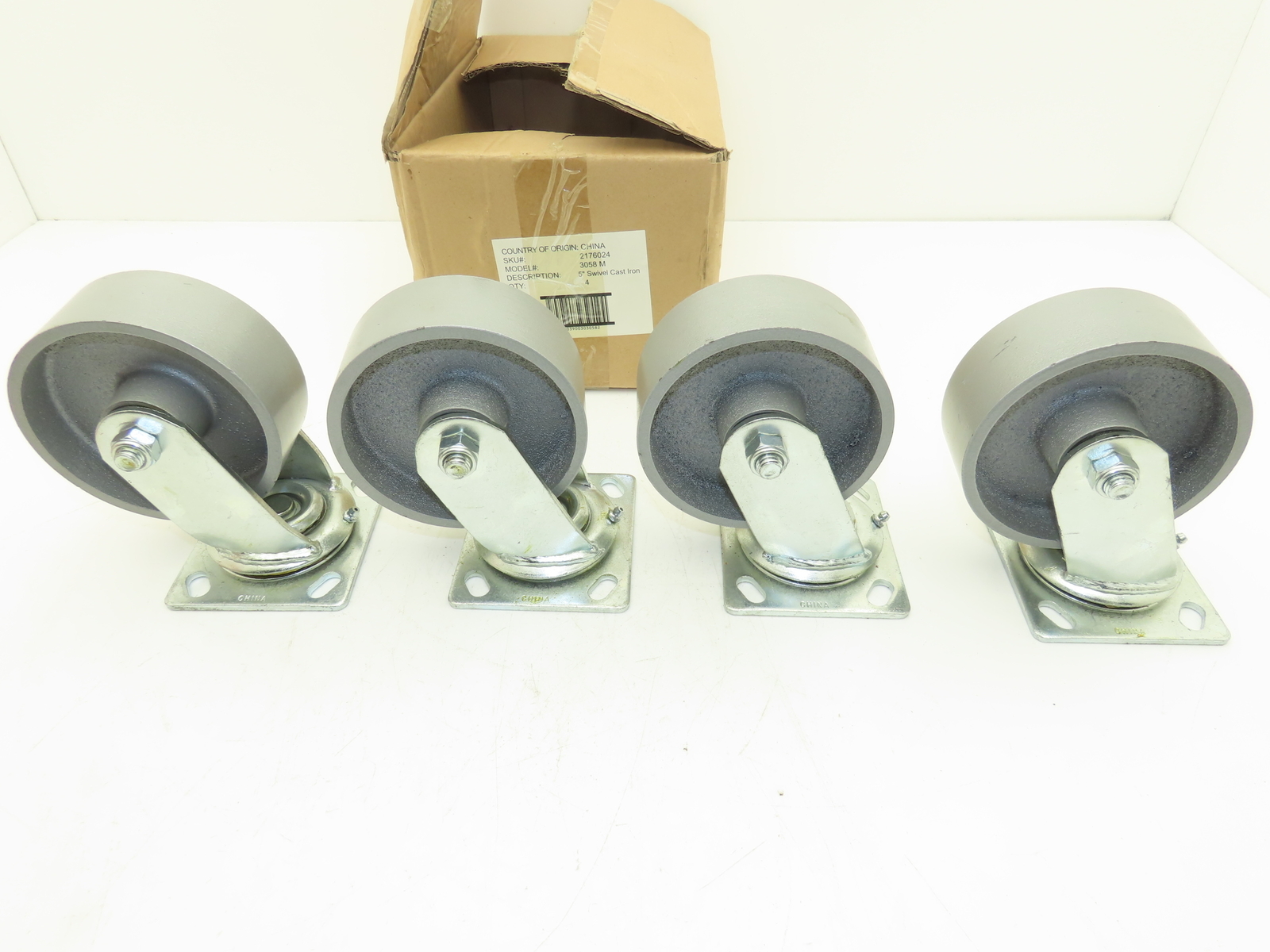Cast Iron Swivel Caster Wheel 5" Lot of 4