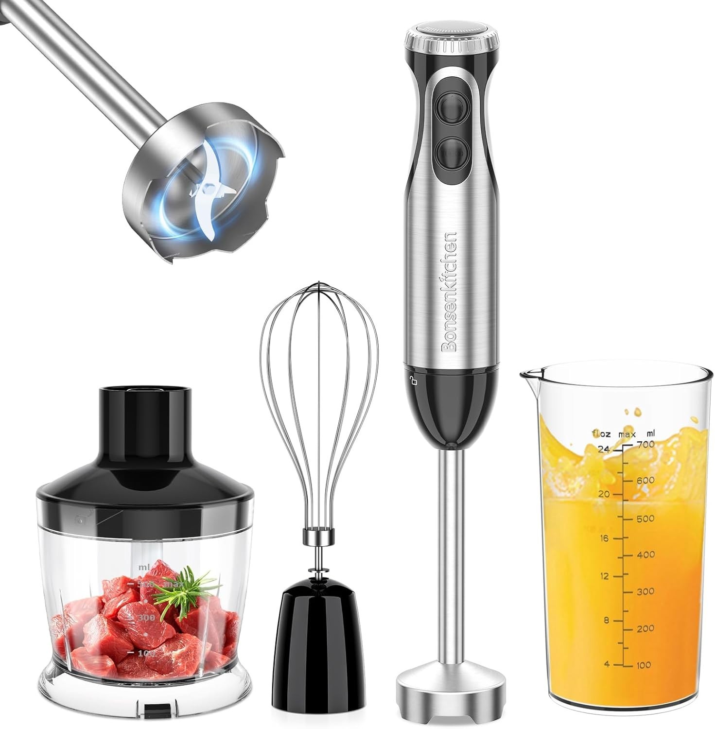 Effortless Blending: 4-in-1 Immersion Blender with Turbo Mode & Easy Cleanup