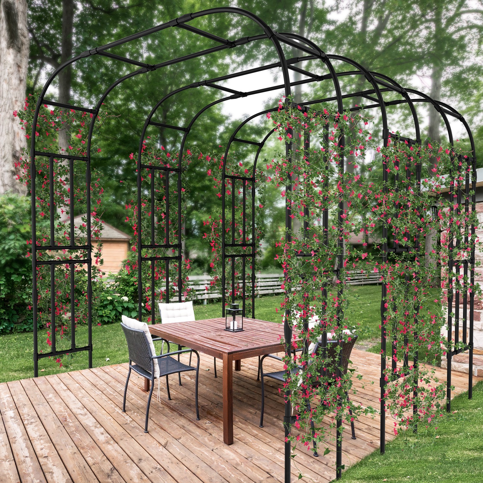 SUNYRISY Metal Garden Arch Trellis for Climbing Plants Garden Arbors and Arches