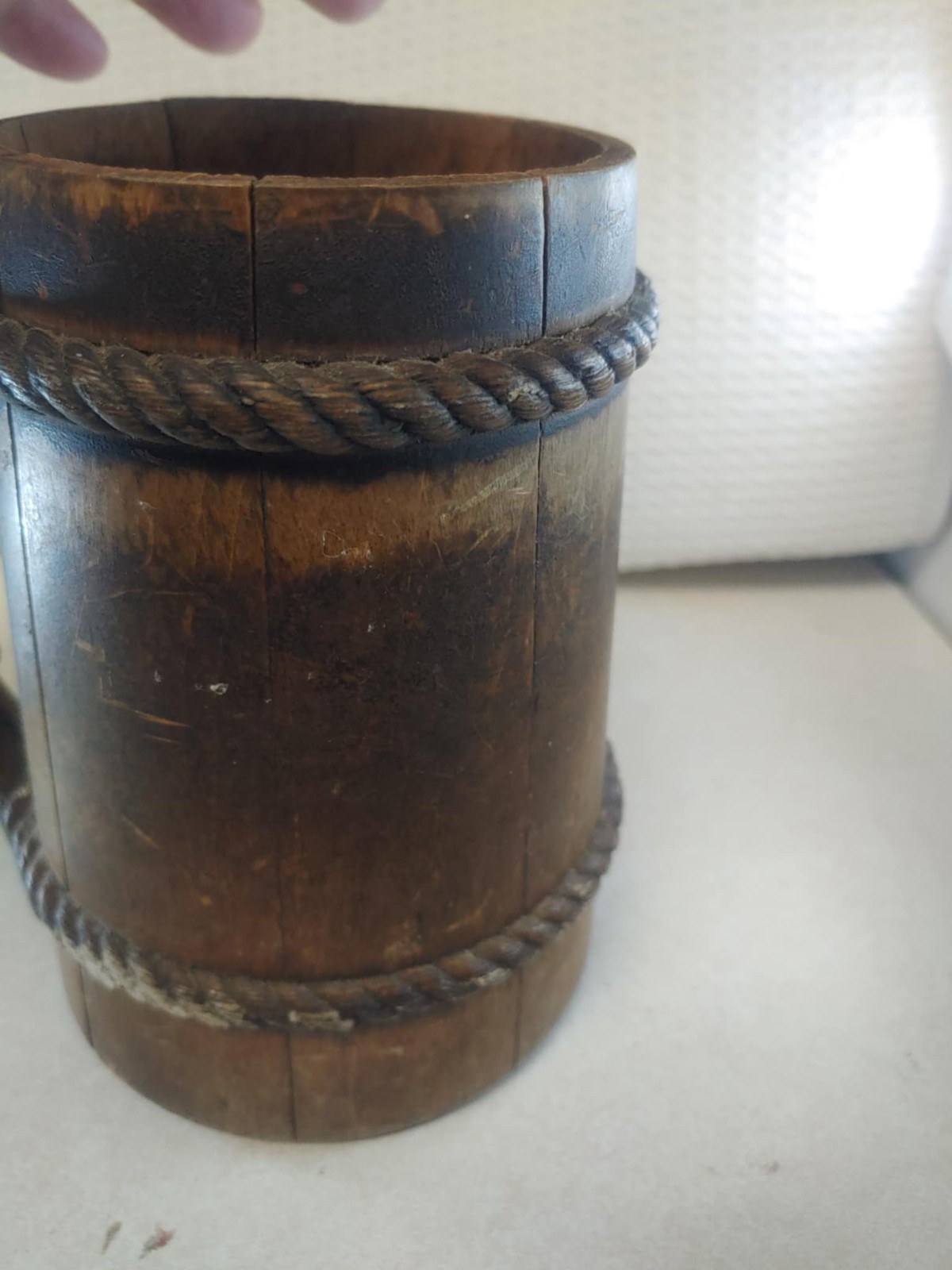 Wooden beer stein Tankard with rope handle Golden Spike No insert