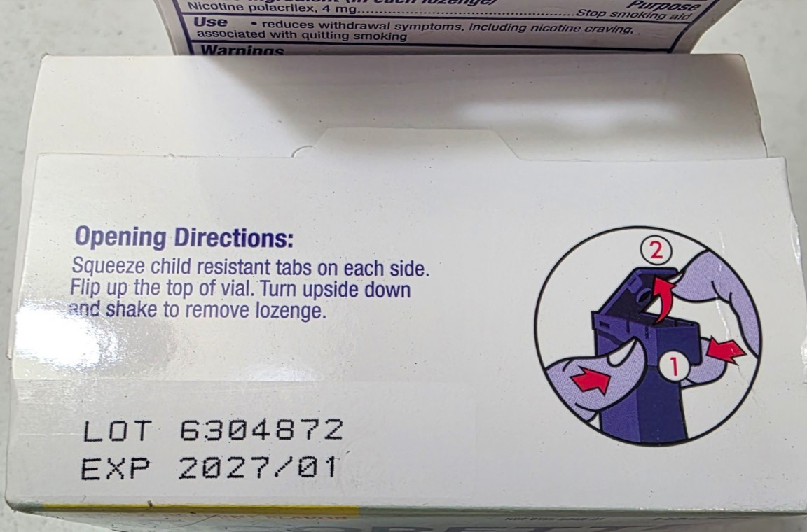 101 Nicorette Mini Nicotine Lozenges Stop Smoking Aid 4mg Peppermint Flavored