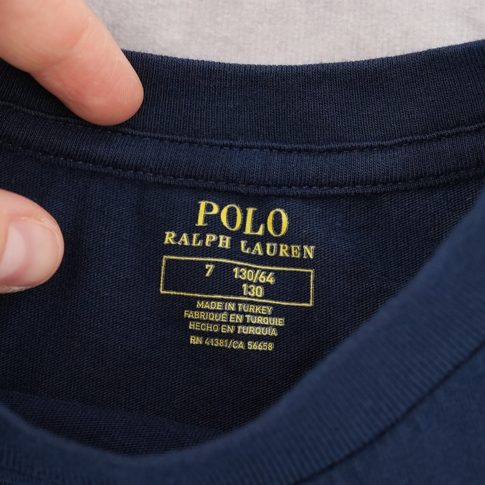 Polo Ralph Lauren Boys Skiing Polo Bear Long Sleeve T-Shirt Navy Blue Size 7