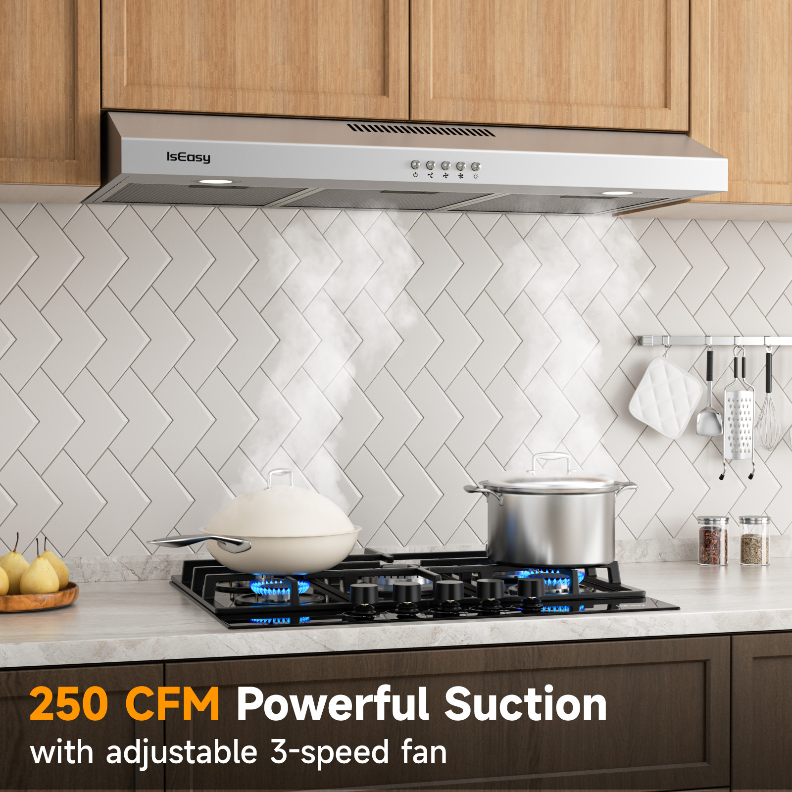 36 Inch Kitchen Range Exhaust Hood Fan Vent Stainless Steel Under Cabinet Mount#