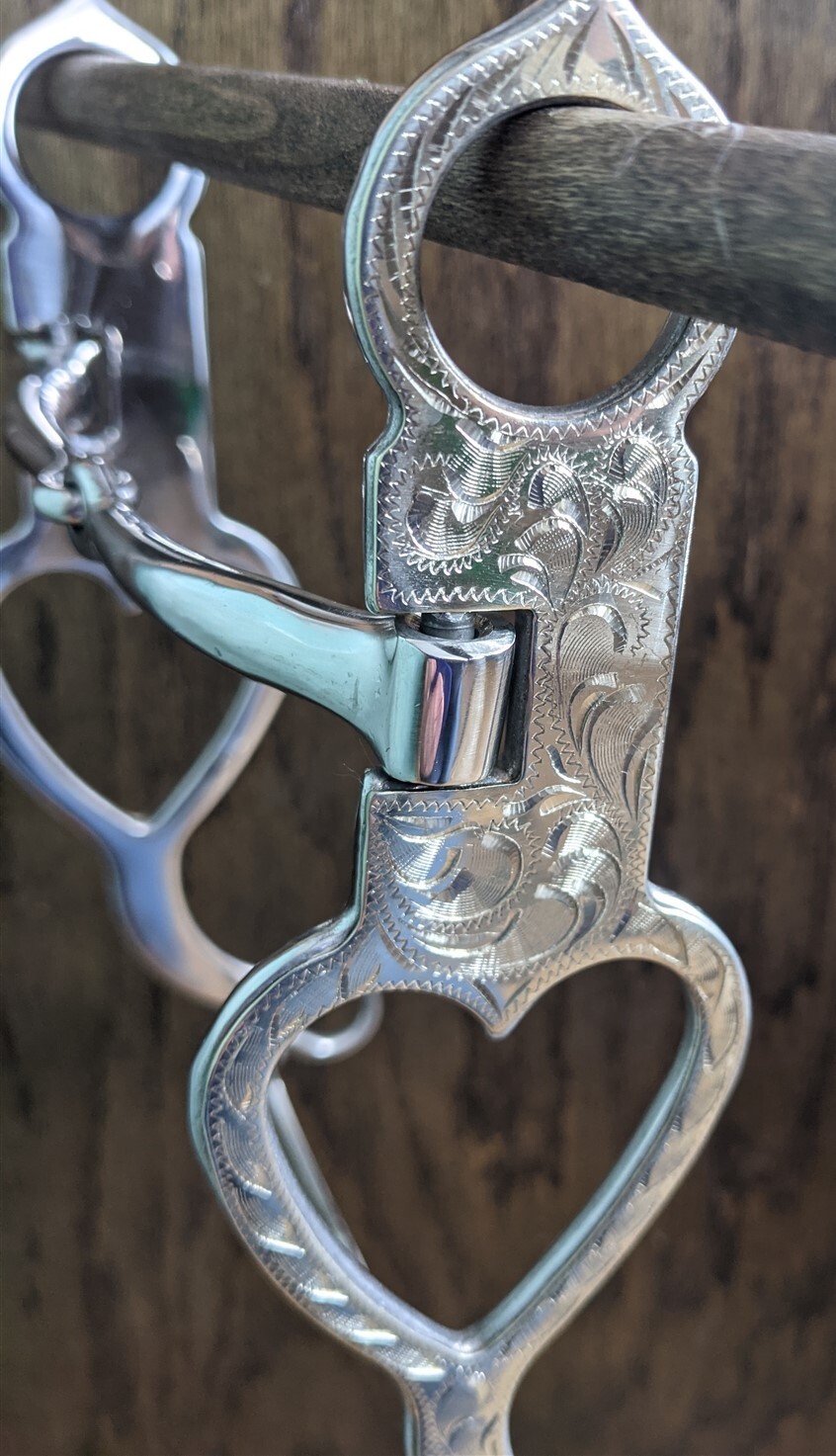 Western Silver Heart Cheek Show Bit - 5" Snaffle Mouth - 8" Cheek