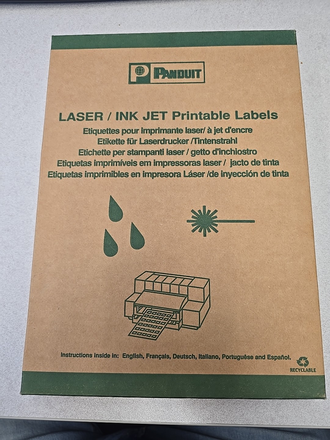 Panduit Polyester White 1" x 1.5" 2500 labels S100X150YAJ Full Cases