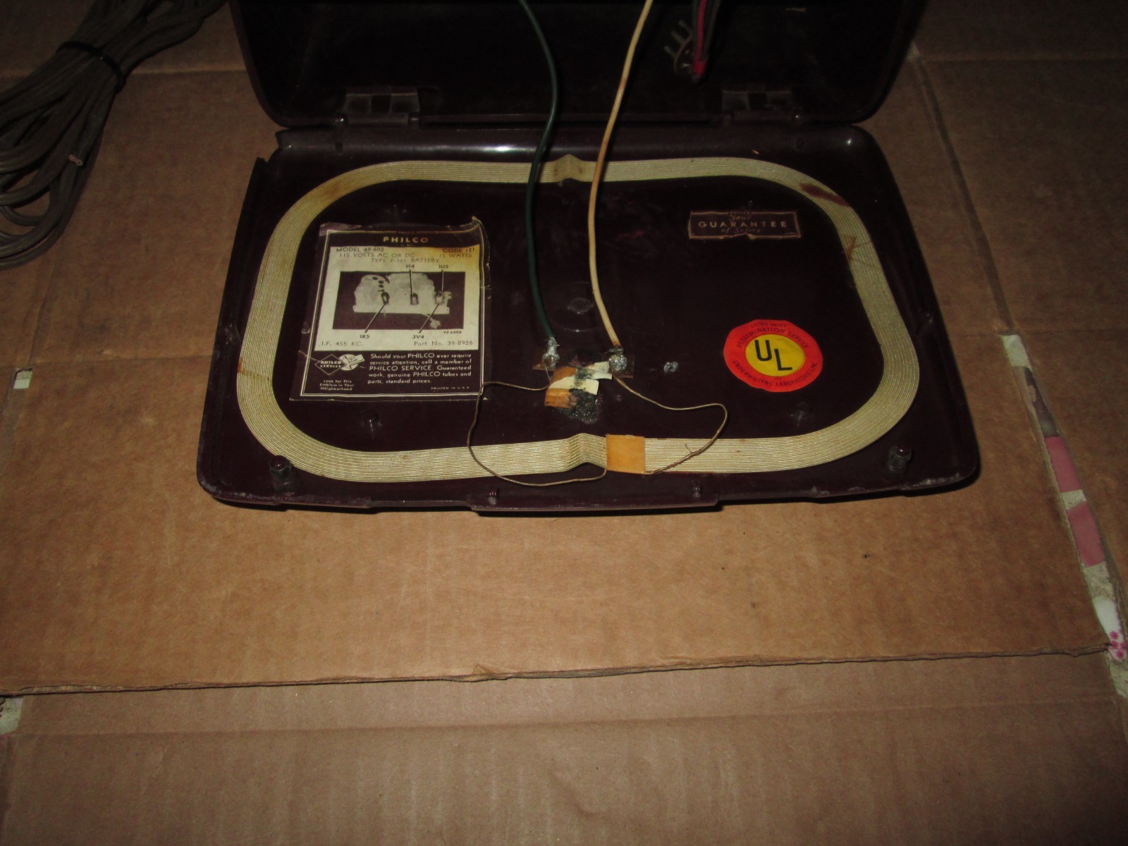 Philco Transitone 49-602 Vintage AM 5 Tube Radio Burgandy Brown