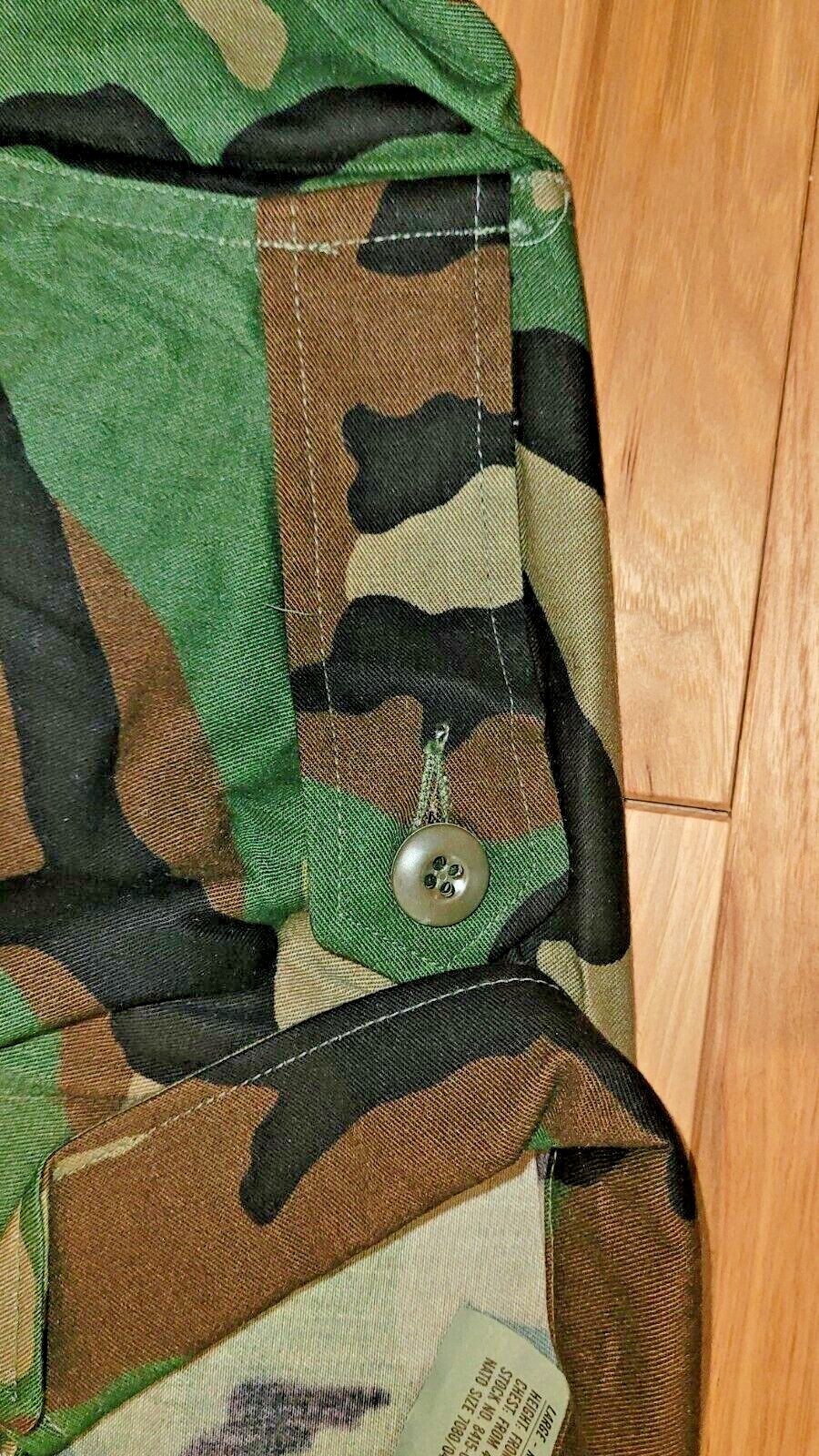 WOODLAND BDU SHIRT COMBAT COAT LARGE REGULAR NOS WITH TAG DATED 1994
