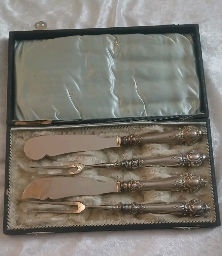 Antique 800 German Silver Fish Set Original Box W. Schwechten Berlin 1853-1902