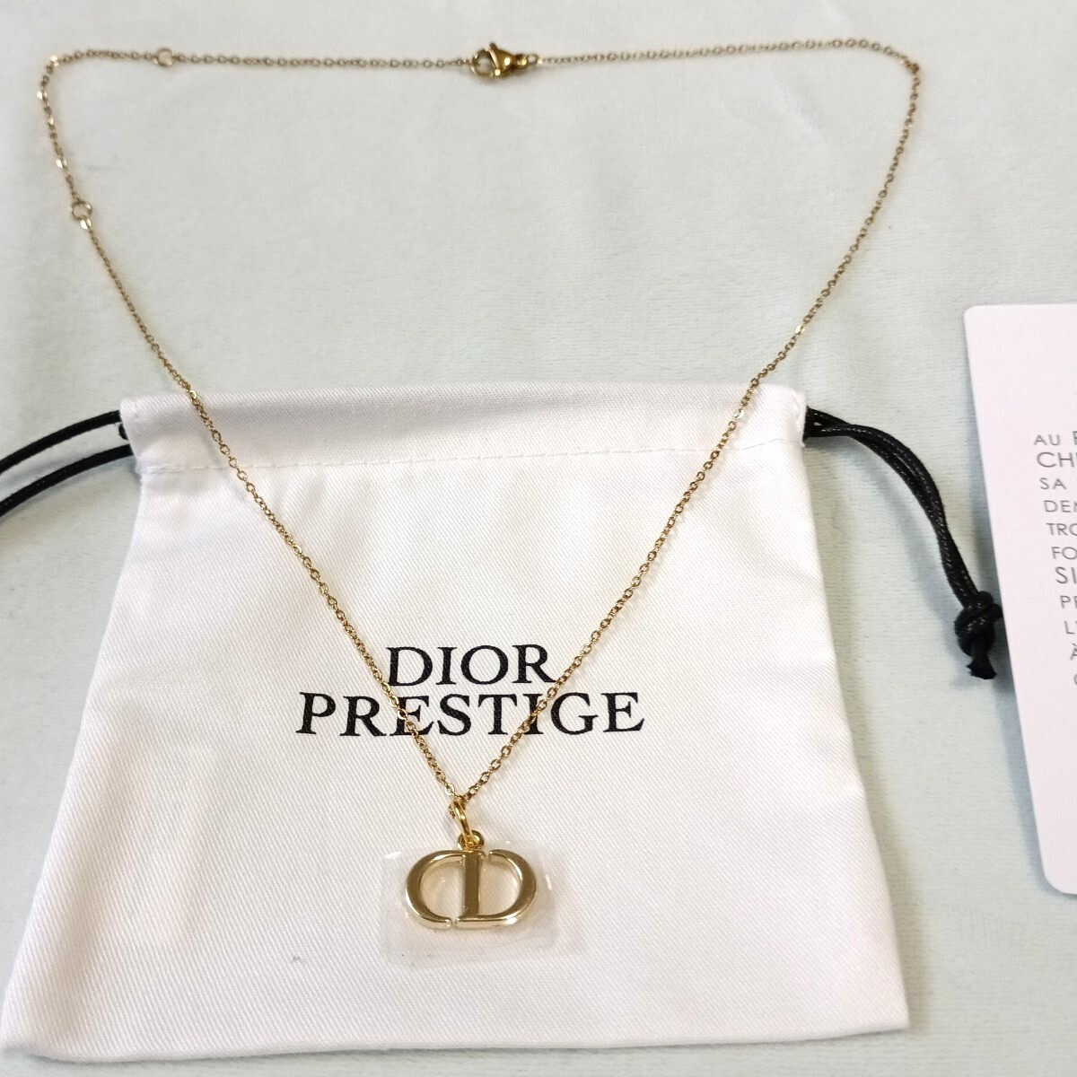 Dior CD Logo Charm Necklace Novelty Pendant Chain Included Authentic