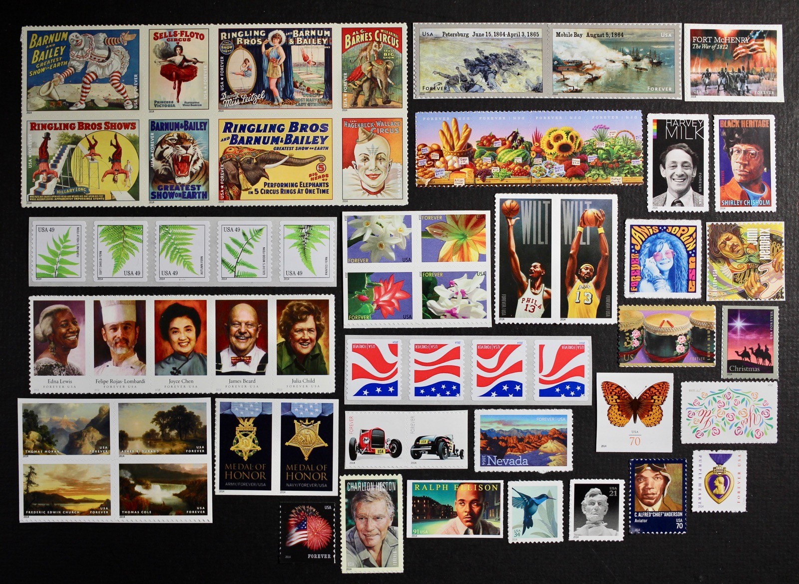 2014 US Year Collection made up of 59 different stamps, Mint NH see description