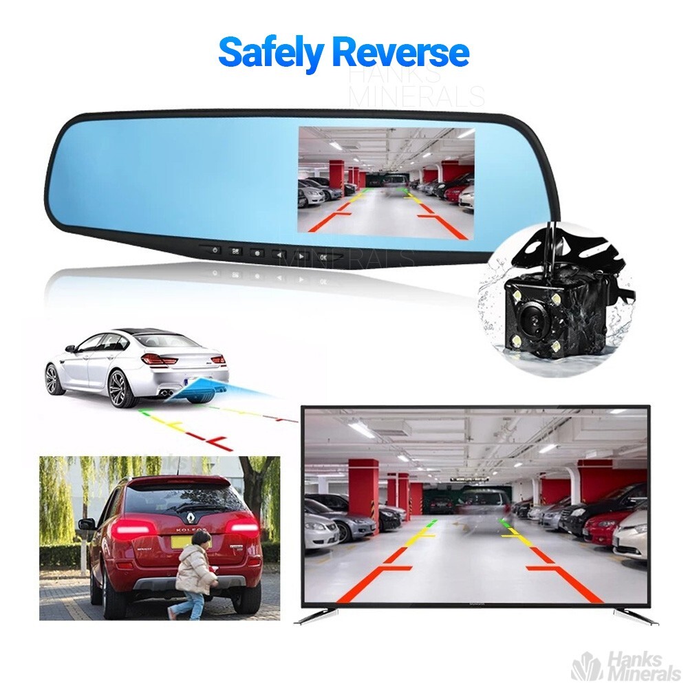 Rearview Mirror Dash Cam 1080P HD DVR Dual Camera Car Front Rear Video Recorder