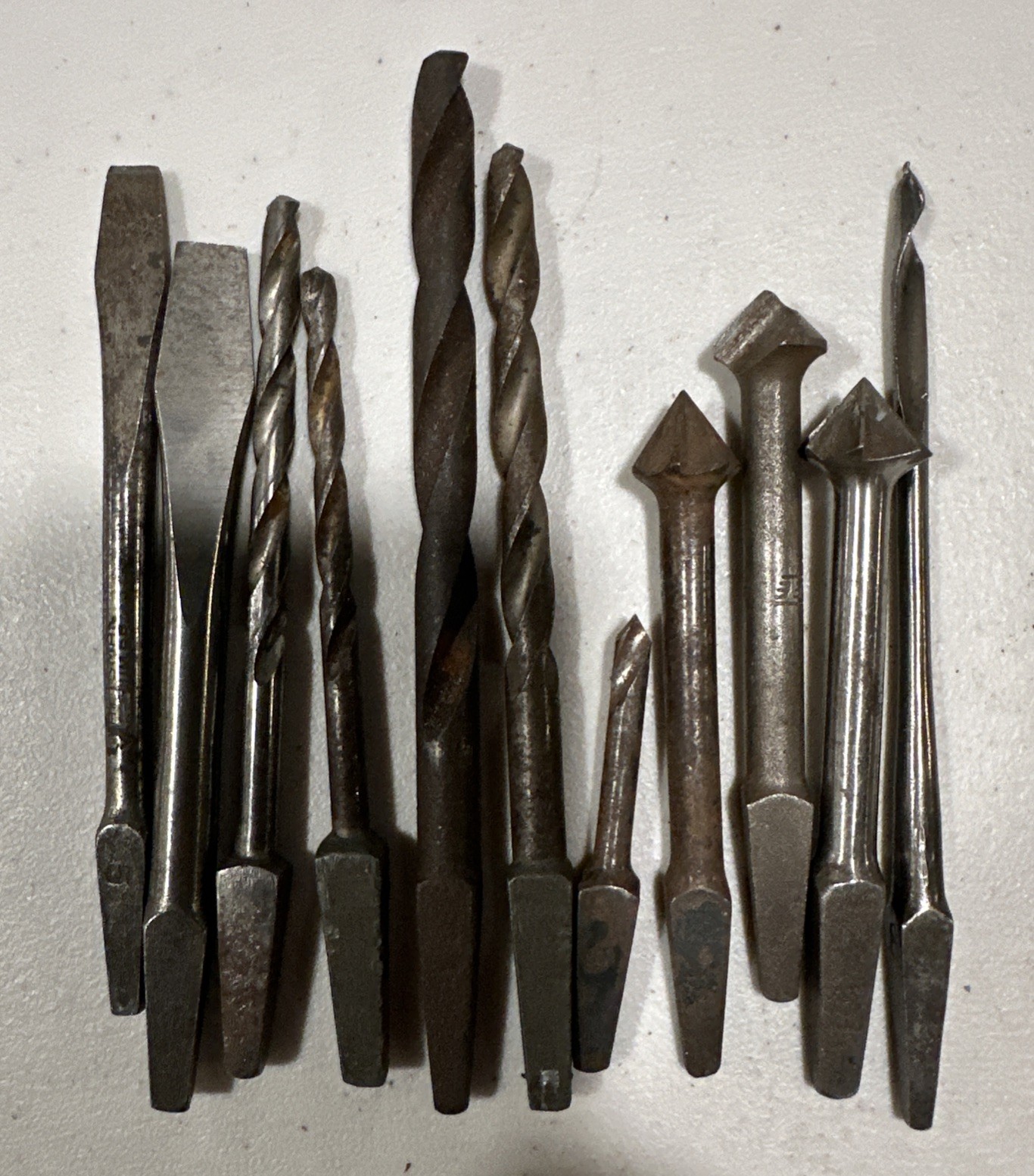 Lot of 11 Mixed Auger Brace Drill Bits & Drivers Flatheads Countersink Twist