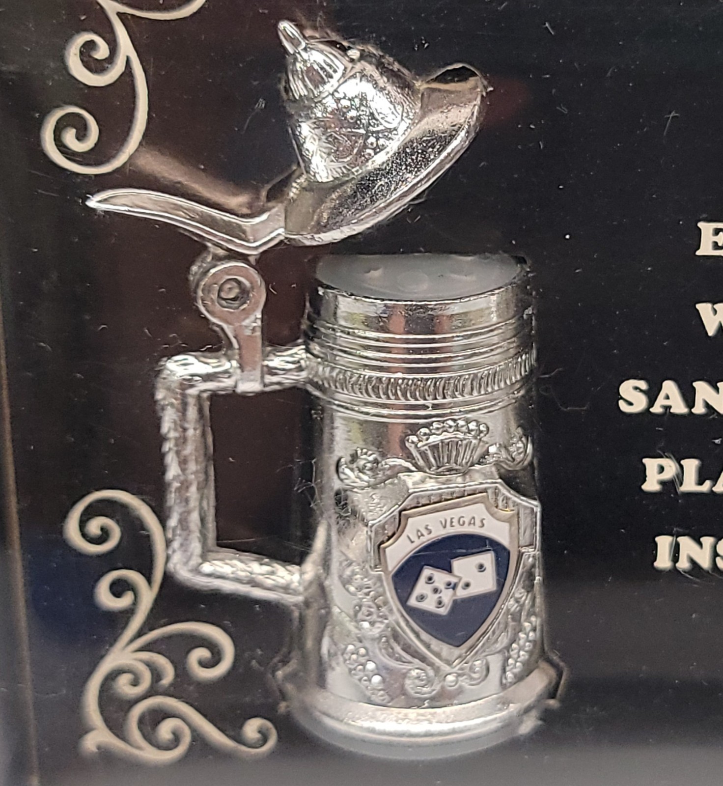 Vintage Las Vegas Dice Metal Beer Stein/ Tankard Salt & Pepper Shaker Set