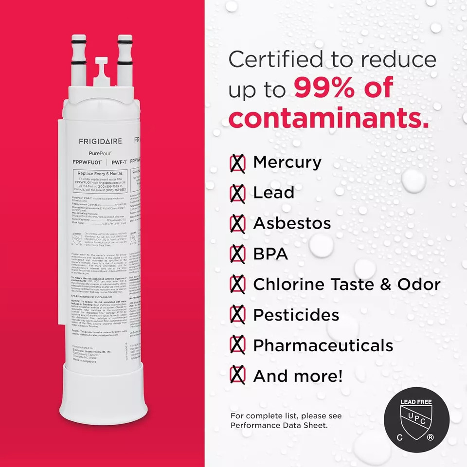 2 pack Frigidaire FPPWFU01 PWF-1 Refrige PurePour Water &Ice Refrigerater Filter