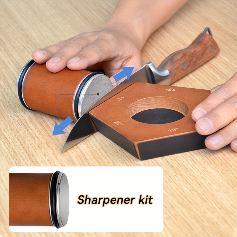 Diamond Rolling Knife Sharpener 5 Angles Sharpening Tool No Power Required Brown