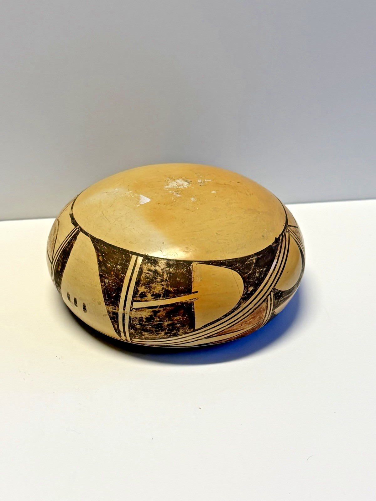 Antique Native American Indian Clay Pottery Old Hopi Bowl; Early 1900's