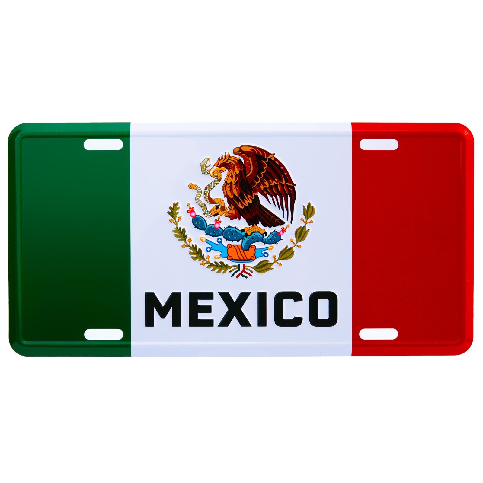 Mexico Flag License Plate - 3D Embossed Metal Car Truck Tag Sign - El Tri futbol