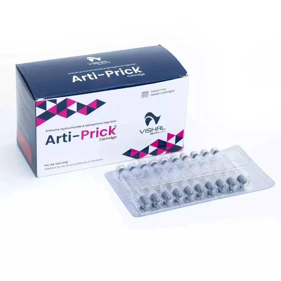 Vishal 4% Articaine With 1:100,000 Epinephrine 50 cartridges ( free shipping)