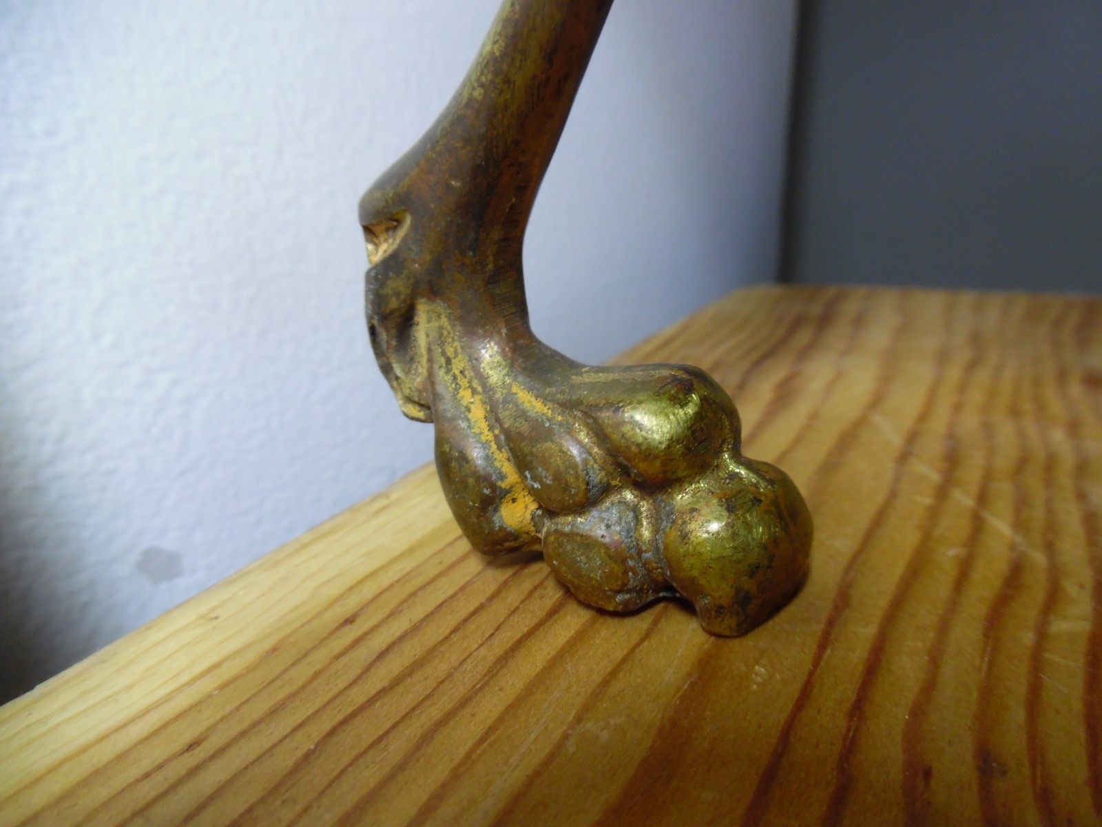 Orig Antique Brass 8" Claw Paw Feet Legs Furniture Stool REPURPOSE 4 Coat Hooks