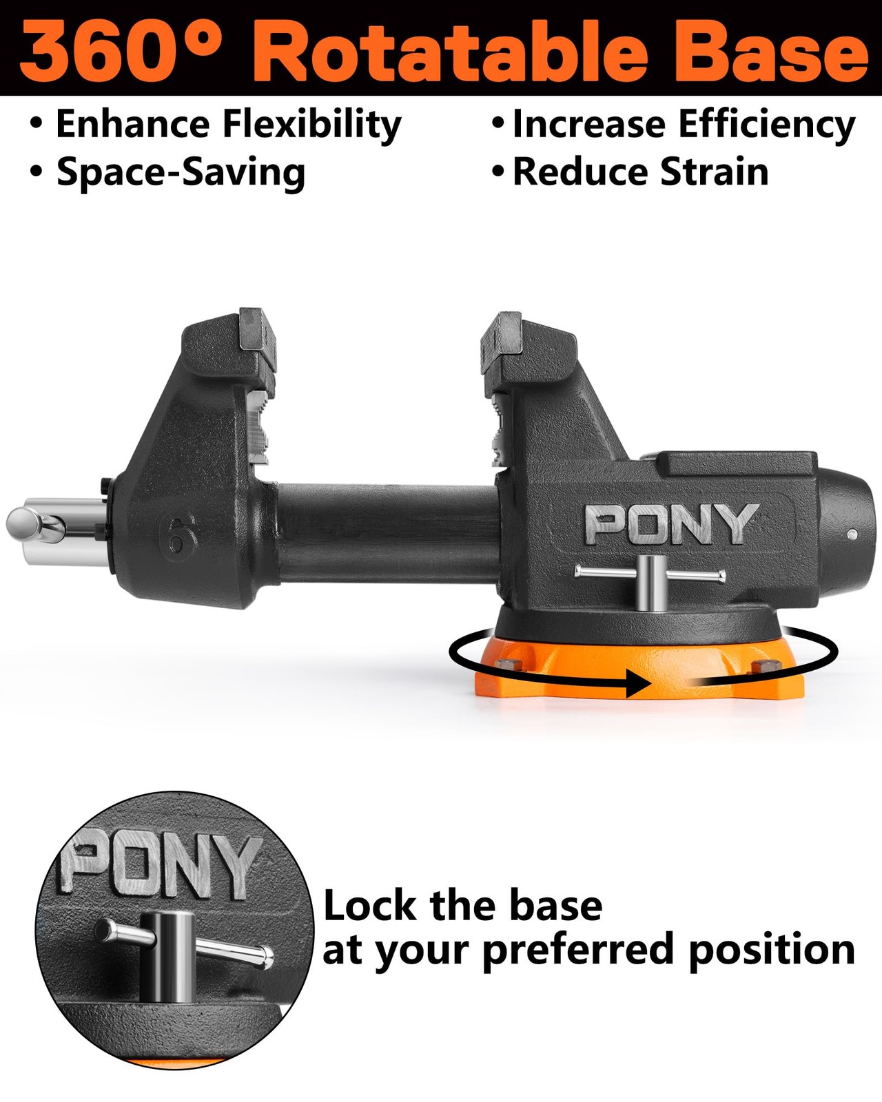 PONY 6" Heavy Duty Bench Vises 8800LBS Clamp Force Workbench Vise 360° Rotatable