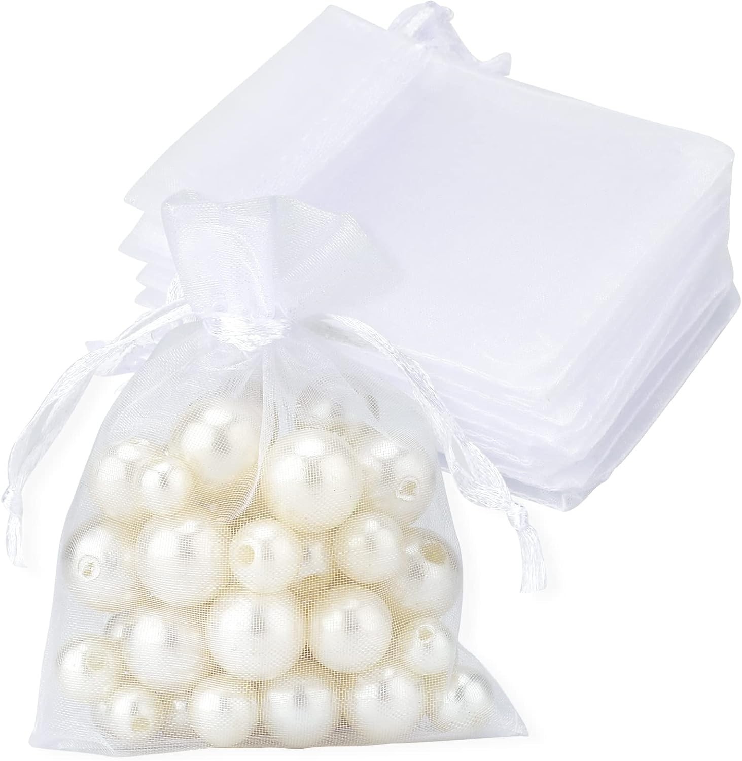 50Pcs Organza Bags, 2x3 inch Gift Favor Bags, White Wedding Favor Bags, Jewel...