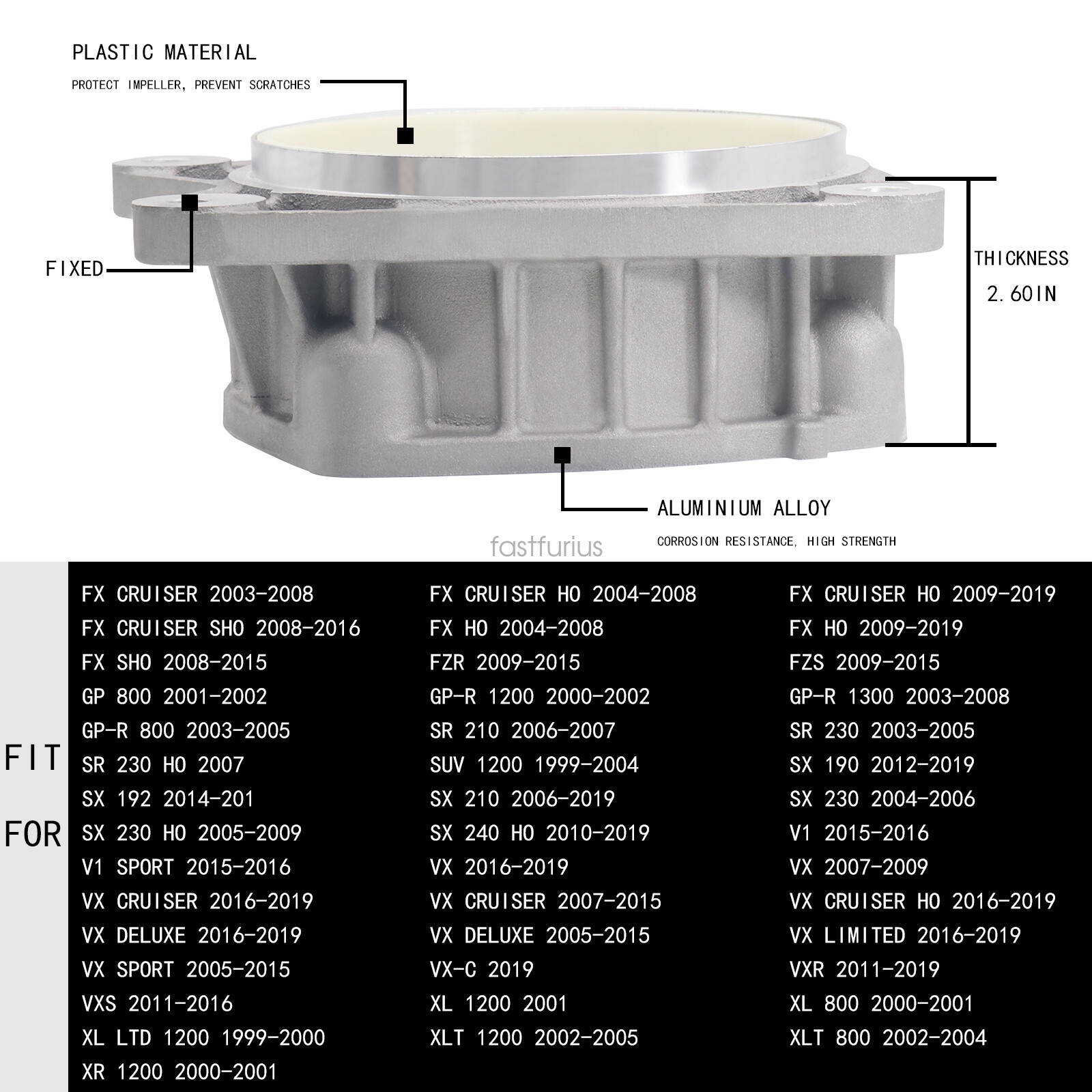 Jet Pump impeller Housing Wear Ring for Yamaha XLT XL 800 1200 1300 GP GPR FZR