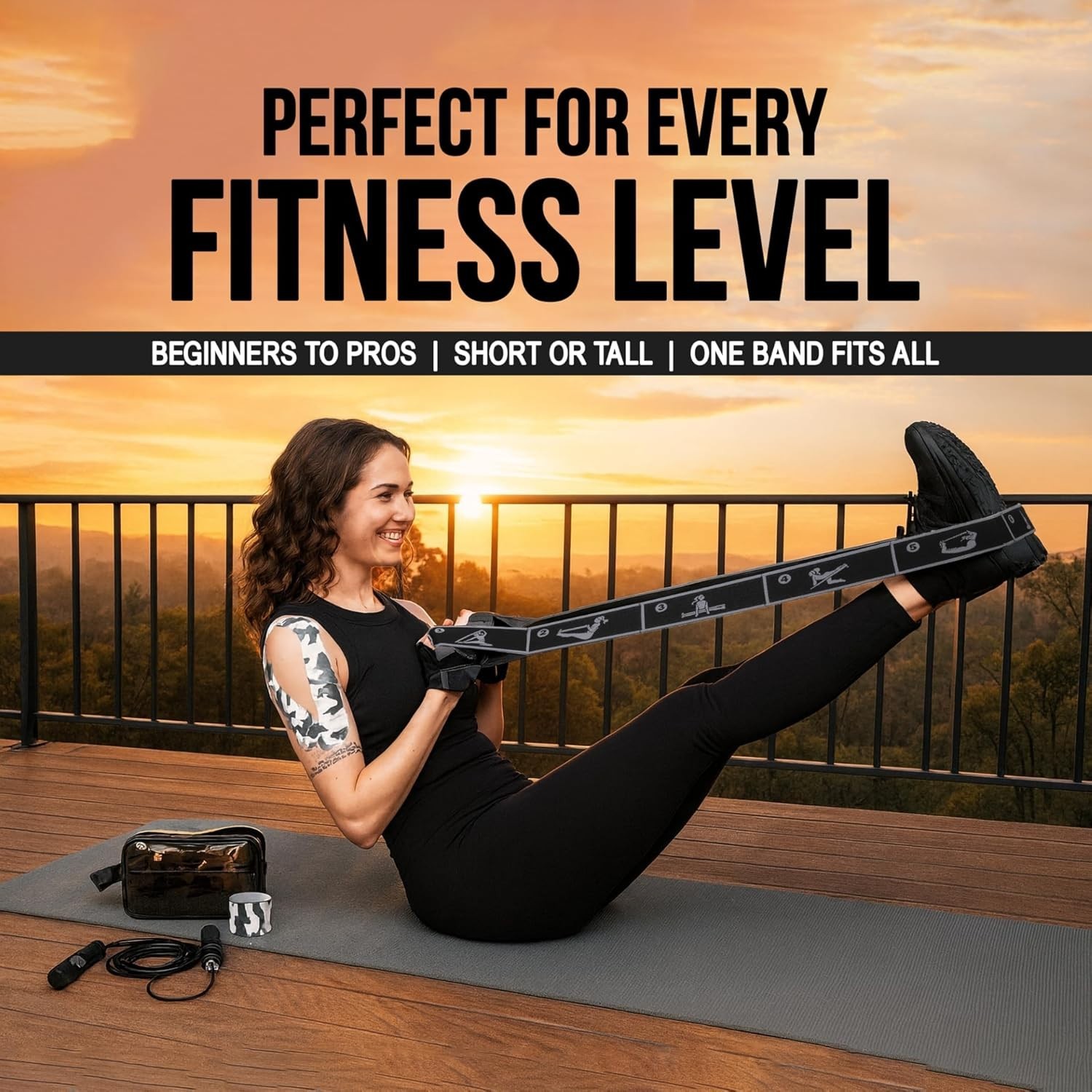 Elastic Yoga Strap with 11 Loops – Premium Stretch Band for Flexibility, Physica