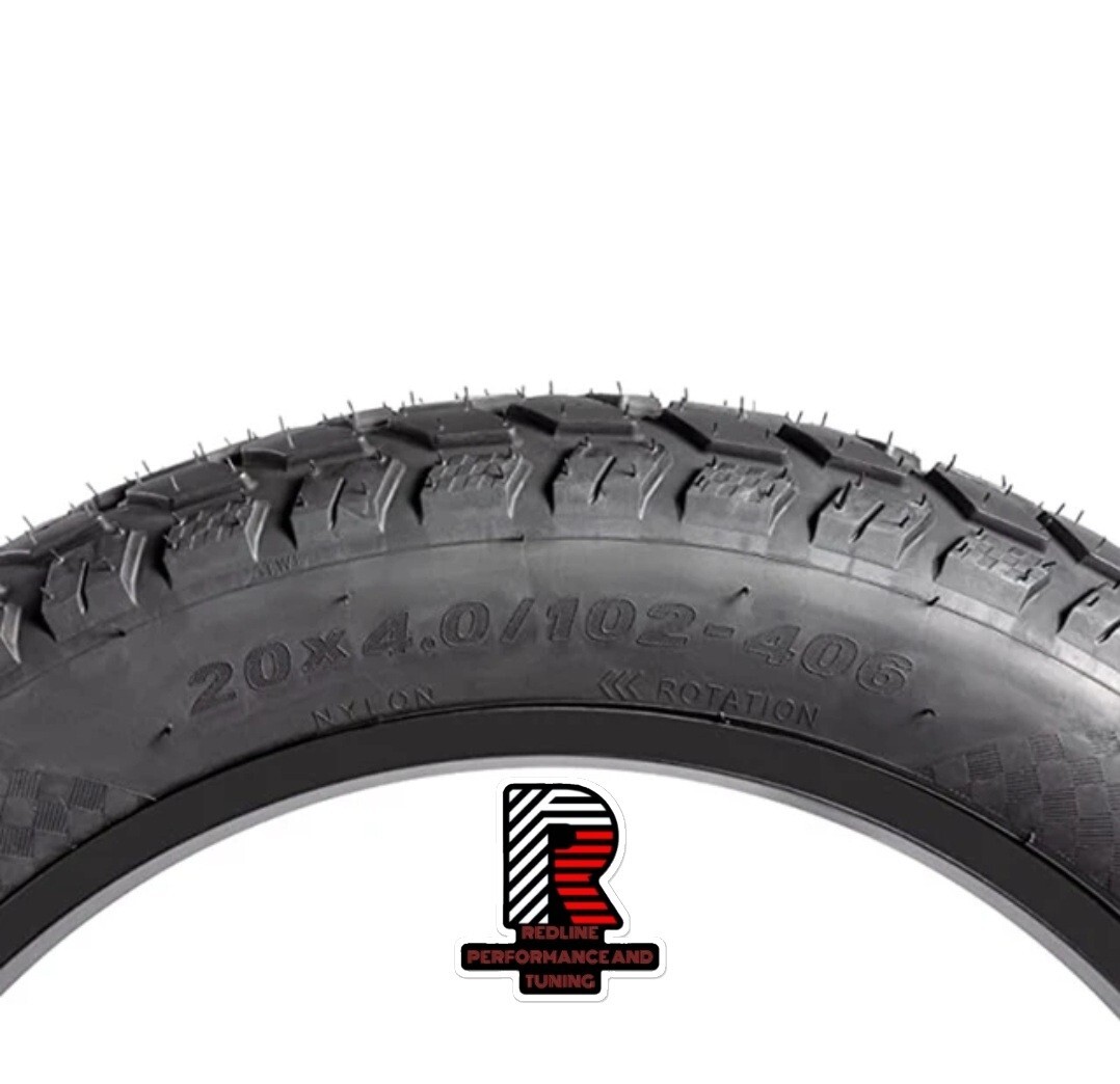 (2) Pack 20x4 REDLINE Thickened Heavy Duty Ebike Tires W/ Extra Flat Protection