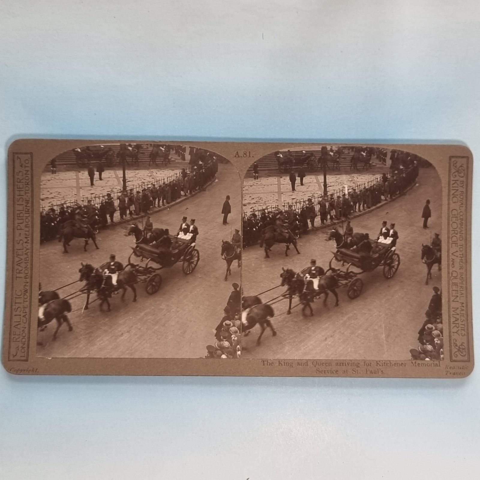 WW1 Stereoview 3D Real Photo C1916 King Queen Kitchener Memorial Service London