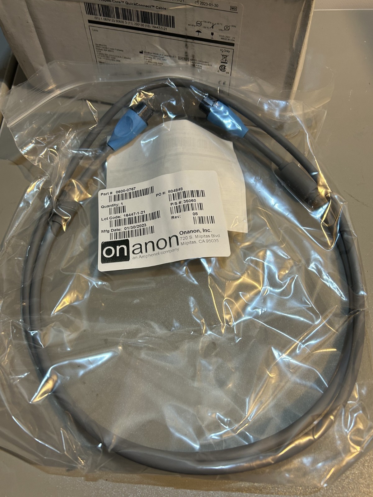 Verathon Glidescope CORE QuickConnect Cable MPN: 0600-0767 for Glidescope B-FLEX