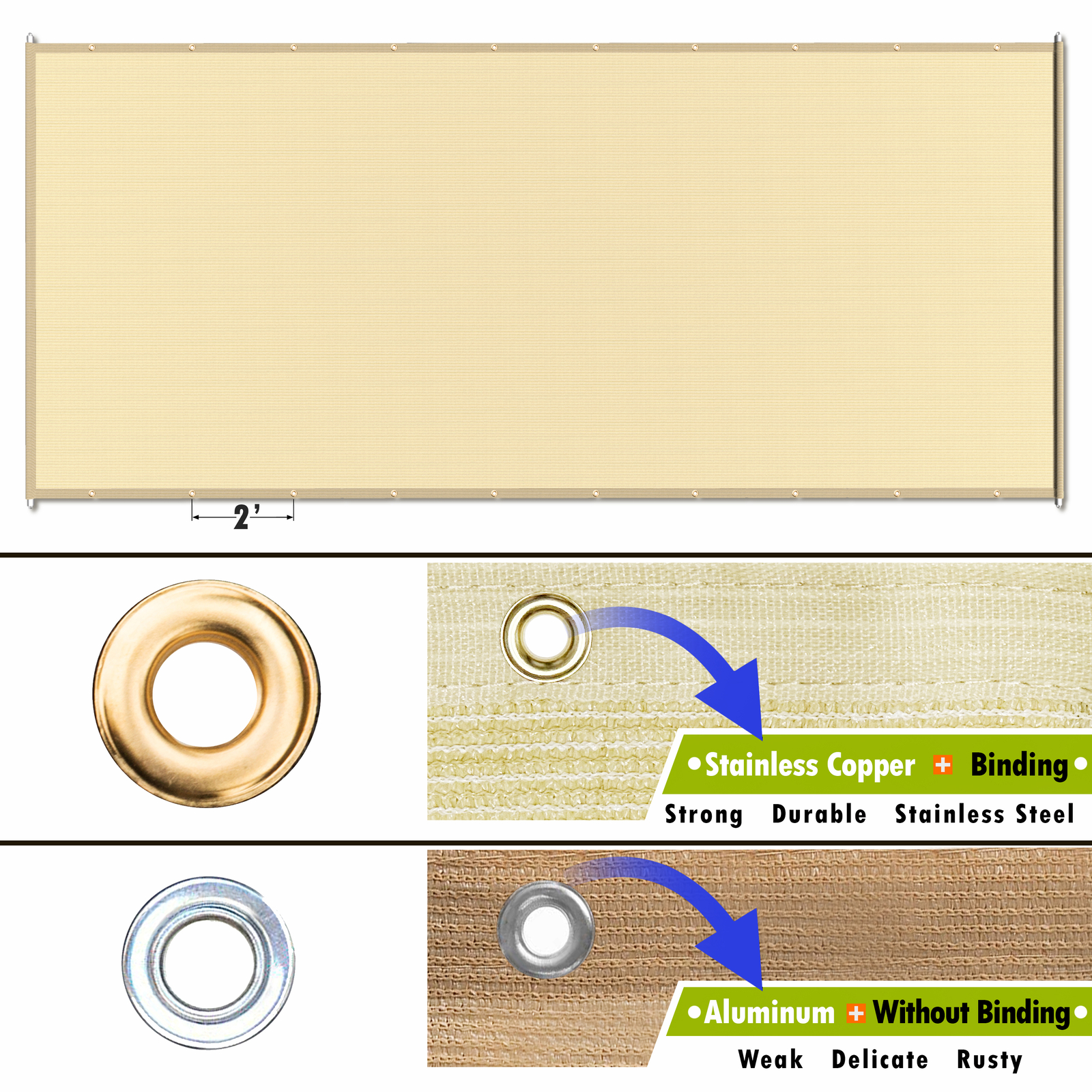 ColourTree Pergola Sun Shade Cover Universal Replacement Canopy w/ Rods, Black