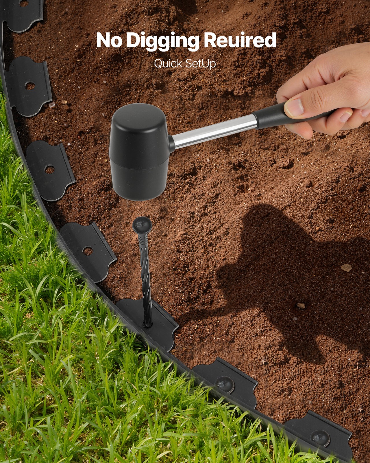 Uimoso 20ft x 2in L-Shaped Plastic Garden Edging, Durable No-Dig Border